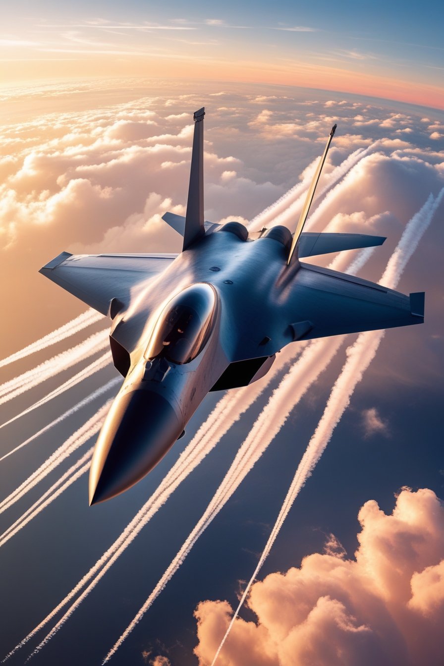 Aircraft and Aviation - A futuristic stealth jet flying over a city skyline at night, glowing engines, cyberpunk style, high contrast lighting