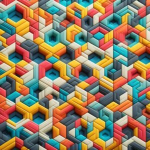 High-contrast tessellation of triangles and hexagons in modern art style