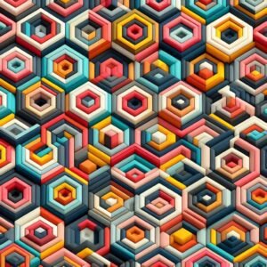 Colorful polygon tessellation featuring triangles and hexagons