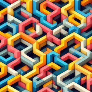 Pastel tessellation of triangles and hexagons viewed from above