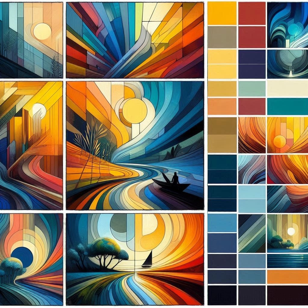 Texture in Digital Art – Examples of digital paintings using different color harmonies