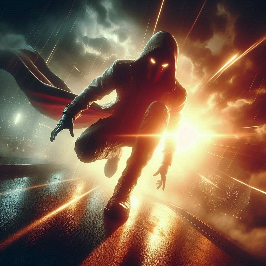 Dynamic lighting for action scenes in digital art with high contrast and strong shadows