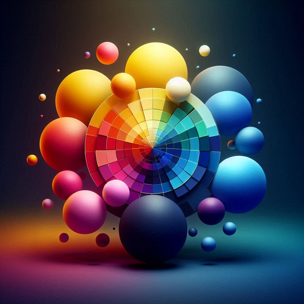 Texture in Digital Art – Illustration of primary and secondary colors arranged on a digital canvas