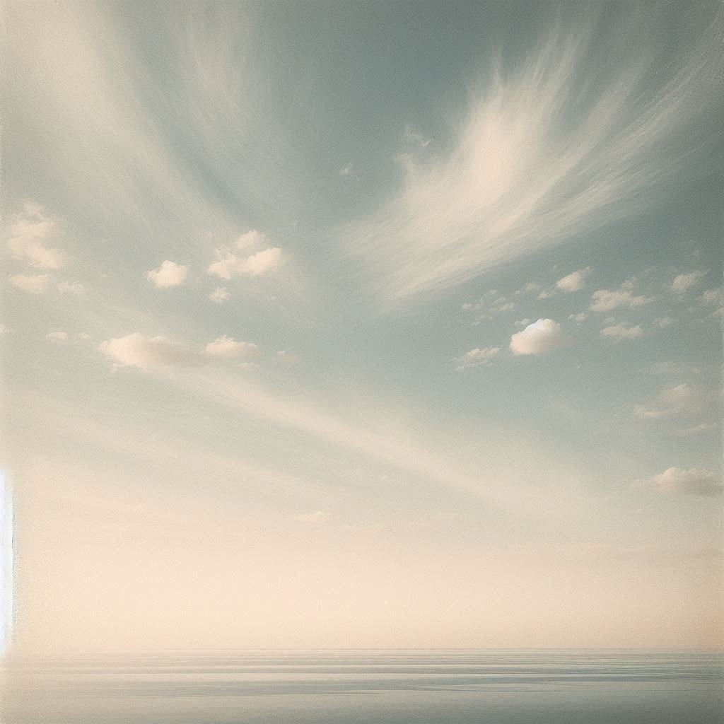 Vast open sky with soft clouds representing silence and open space